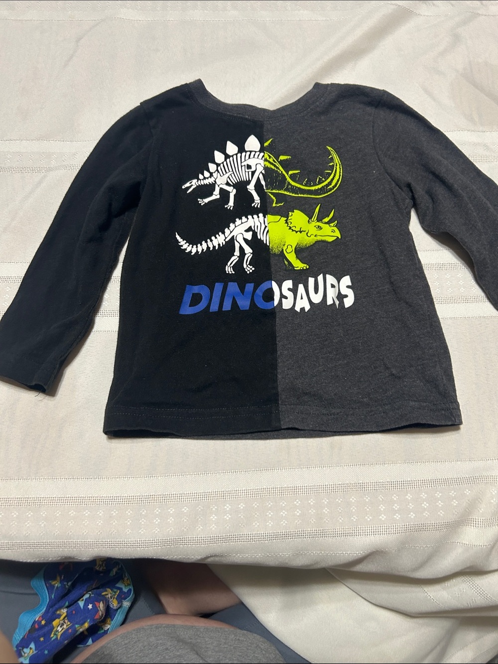 Garanimals Black Long-Sleeve Dinosaur Graphic Tee with Neon Green Accent